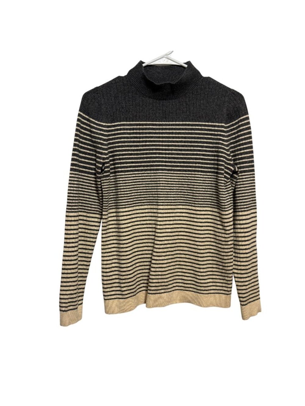 Striped Mock Neck Sweater Womens Size Medium By LOFT Ribbed Knit